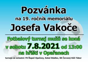 Pozvánka na 19. ročník Memoriálu Josefa Vakoče